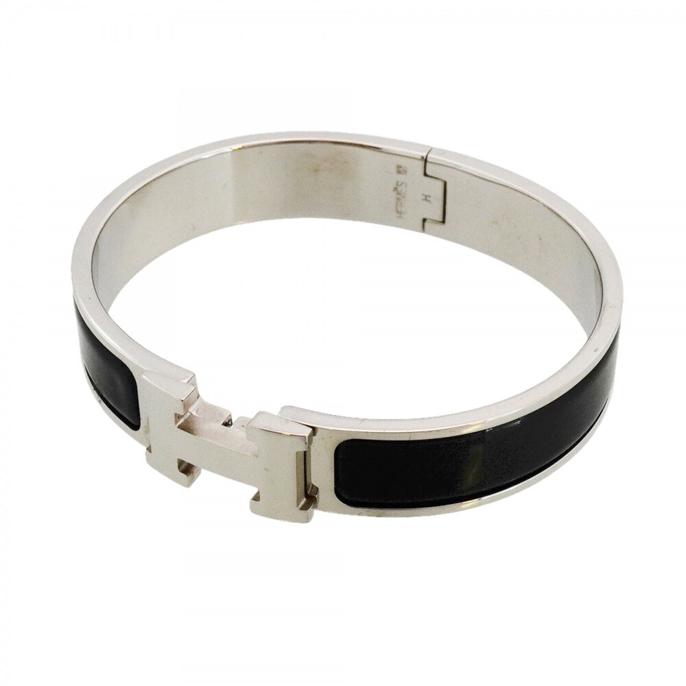 Hermes Bangle Clic Clac PM Metal Silver Black Women's